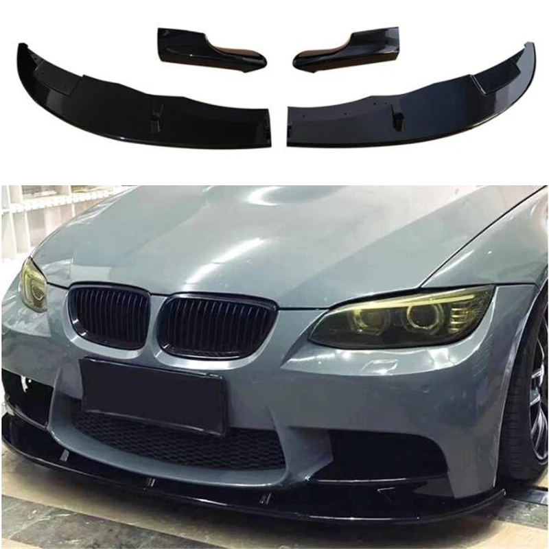 For 3PCS BMW M3 E90 E92 E93 Front Bumper Diffuser Lip Splitter Anti - Collision Decorative Black Accessories Refit 2007-2013