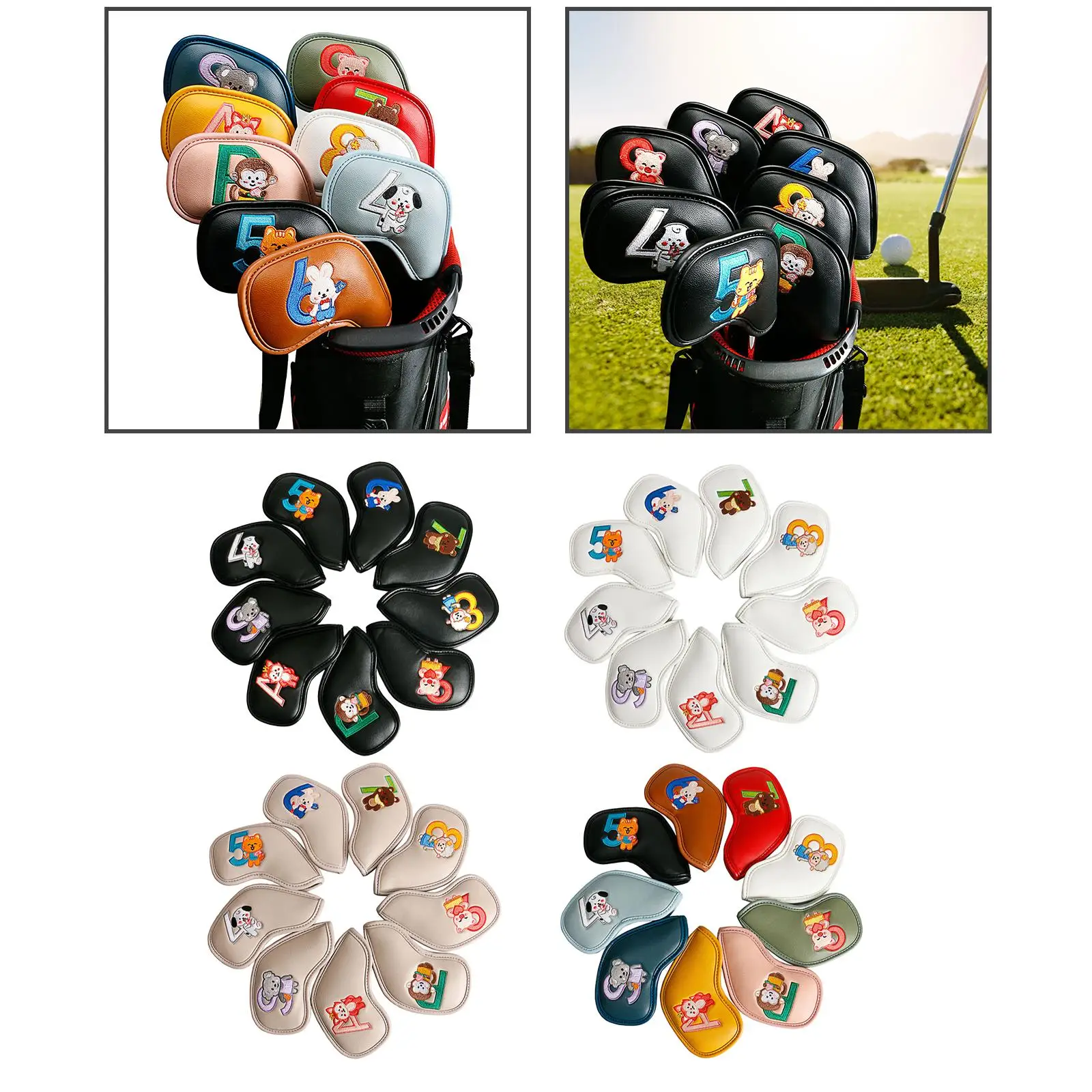 Colorful 4-Piece Golf Iron Headcover Set, Golf Club Headcover, Waterproof Number