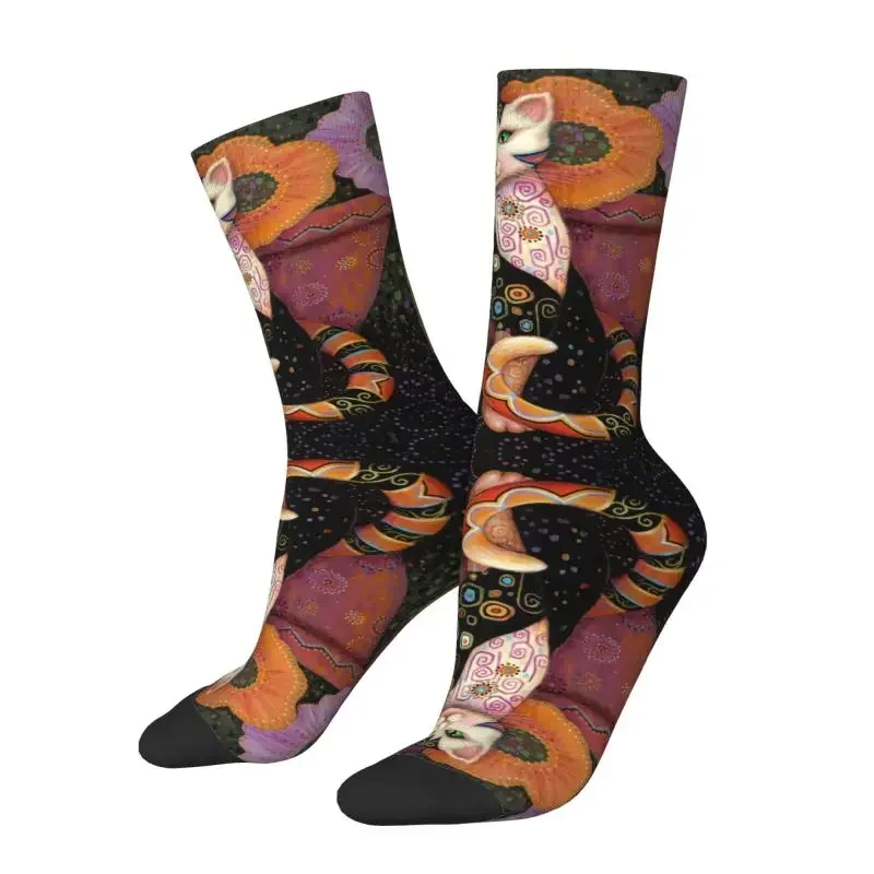 Gustav Klimt Cat Painting Dress Sock Men Women Male Breathable Warm Fashion Vintage Crew Socks