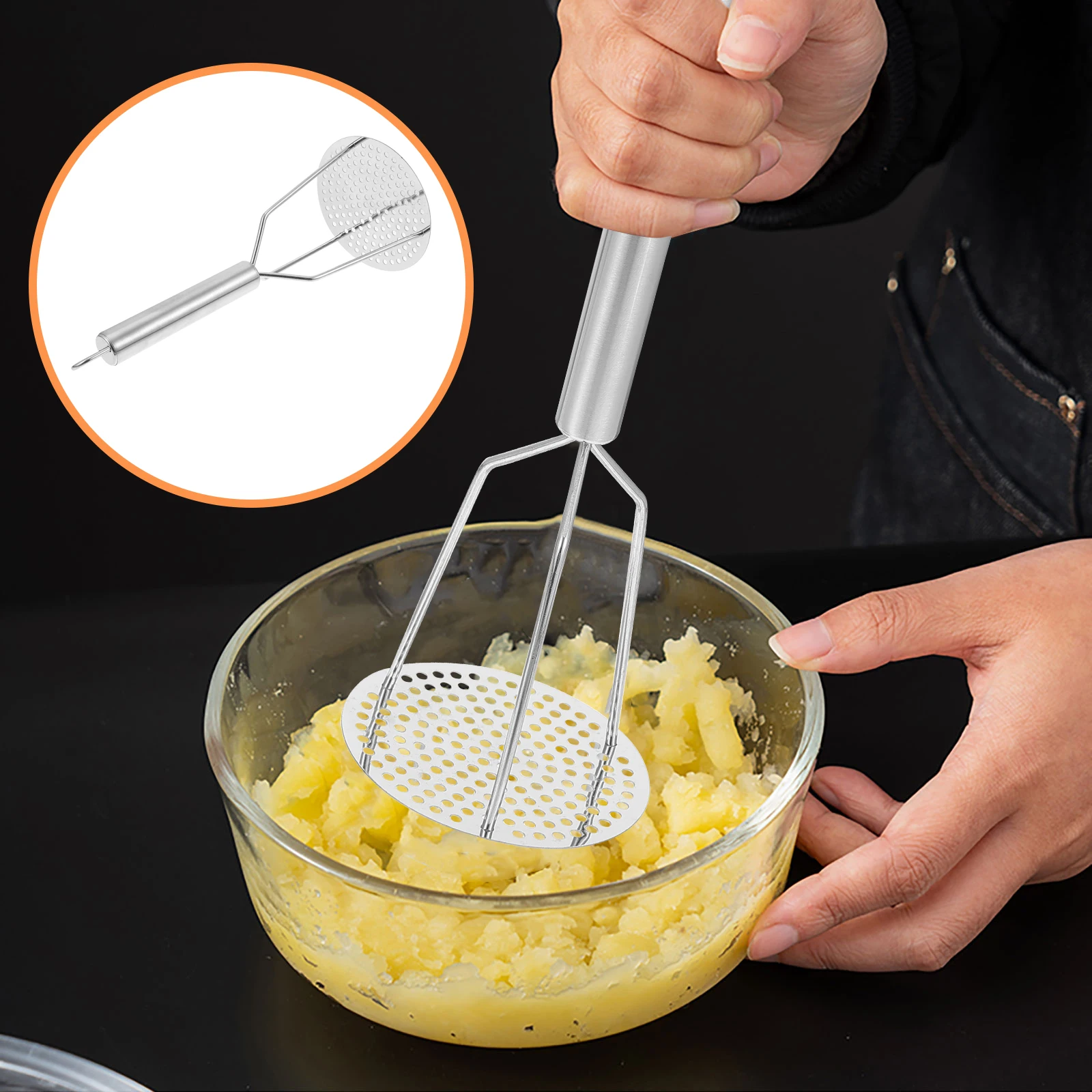 

2Pcs Stainless Potato Presser H held Food Tool Vegetable Ricer Masher Vegetable Masher Puree Maker Kitchen Gadget