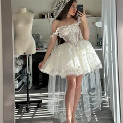 Cathy White Mini Tulle Prom Dresses Spaghetti Strap فساتين السهرة Customized Sleeveless Princess Flowers Vestidos De Noche 2024