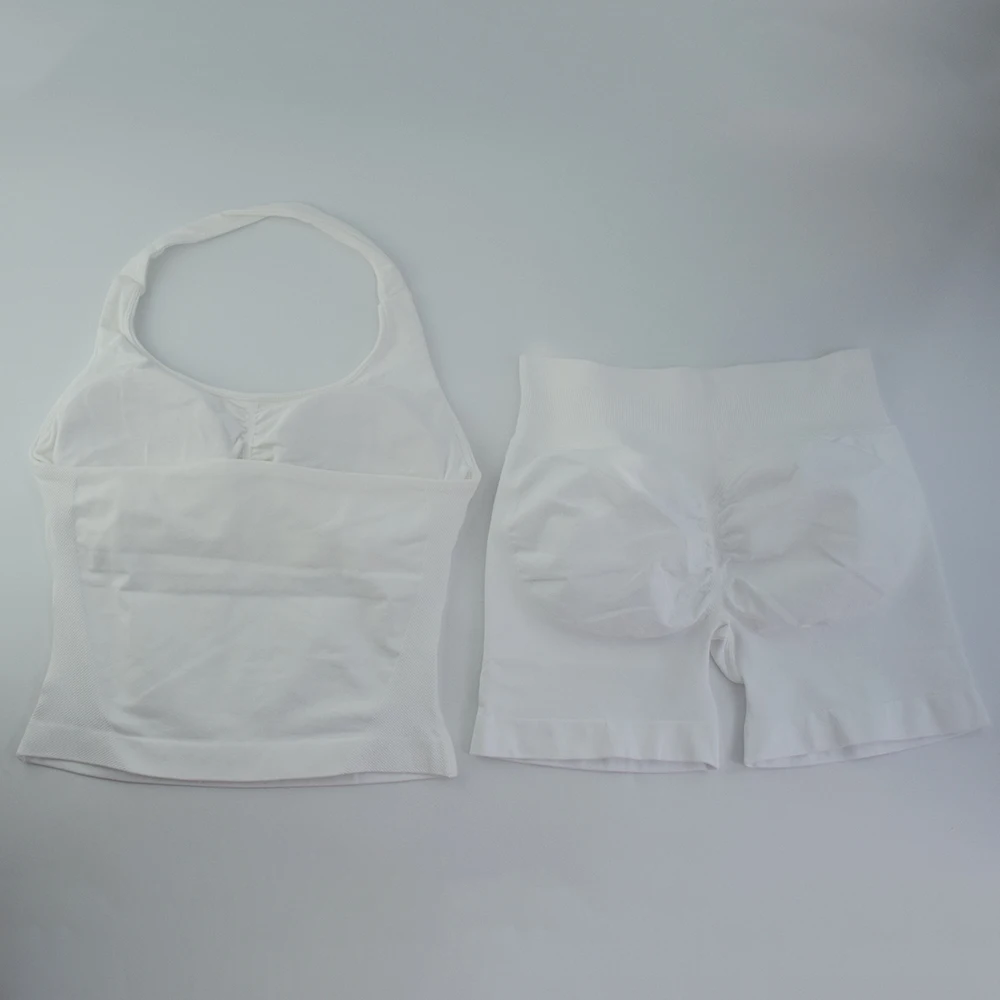 2 قطع الصالة الرياضية مجموعة النساء بلايز عالية الخصر السراويل عارية الذراعين الرسن الصالة الرياضية دعوى اللياقة البدنية الملابس الرياضية تجريب مجموعات لا شعار