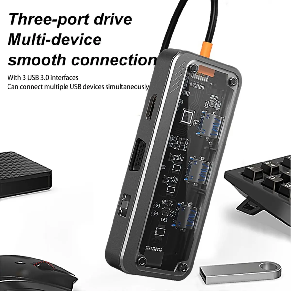 USB-C HUB 10 in 1 USB Expander Dock Docking Station Adapter for Type-C Device SD TF RJ45 1000M Audio 3.5mm Converter.