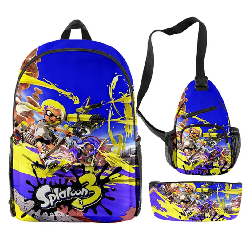 

3pcs/Set Shooting Game Splatoon 3 Backpack School Backpack Laptop Backpack Boys Girls School Bag Travel Bag Shoulder Bag Mochila