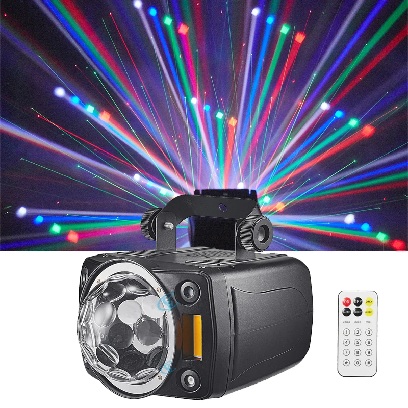 LED 120W Dj Disco Ball Lights Strobe Stage Colorful Lights With Red and Green Laser Voice Controlled  Birthday Party