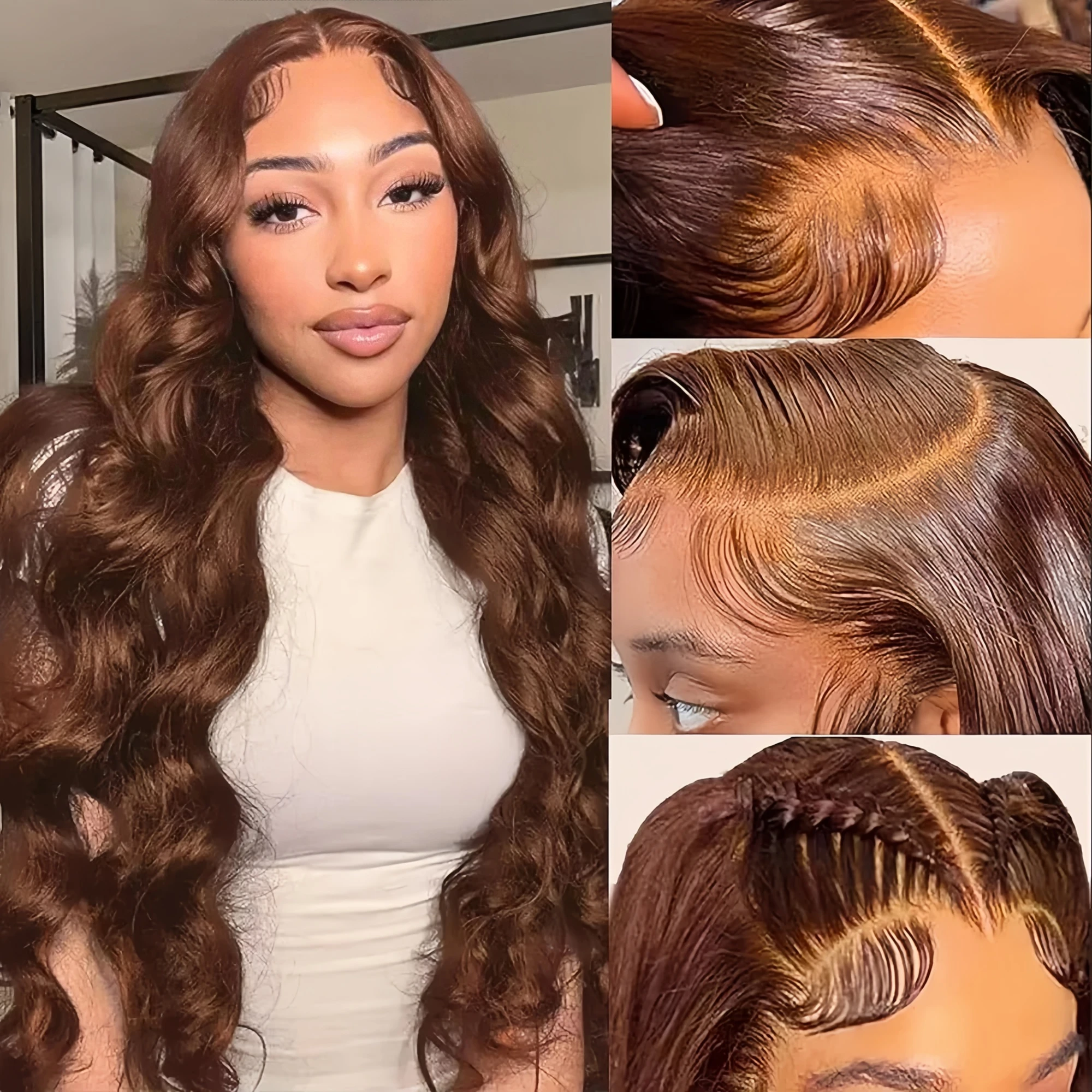 13x6 Chocolate Brown Body Wave 5x5 Lace Front Wig Transparent 4x4 HD Lace Frontal Wigs Preplucked Colored Human Hair Wigs