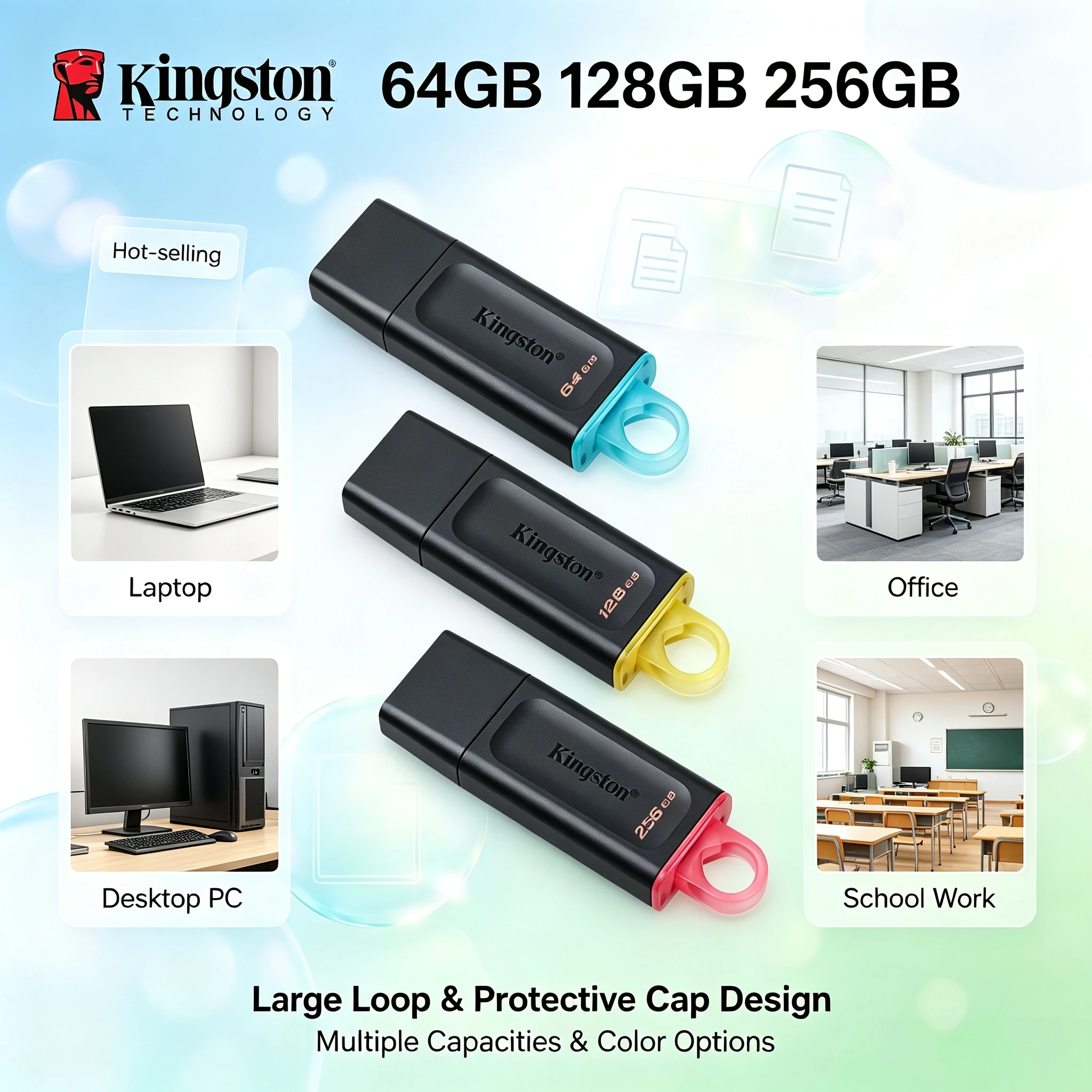 Kingston 32GB 64GB 128GB 256GB USB 32 Gen1 Mini Key DTX Flash Drive Memory Stick for Laptop Desktop Computer Pro Storage