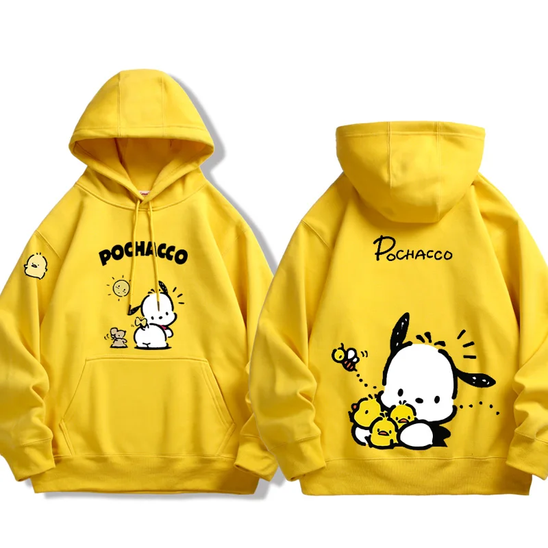 Leuke en schattige Sanrio Pochacco bedrukte paar trui met capuchon tiener hoodie 2025, nieuwe herfst/winter sport top losse veelzijdige jas