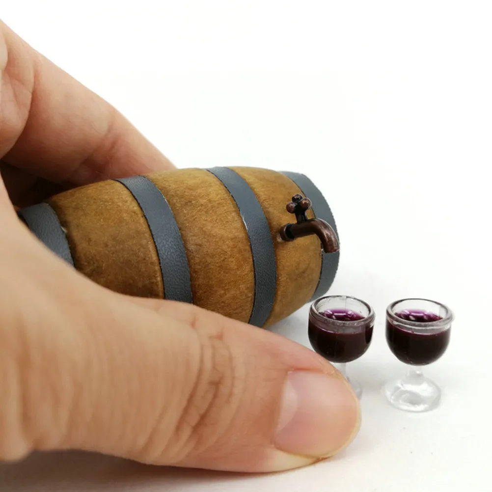 

Miniature Red Wine Barrel Set Realistic Design Kitchen Dinning Room Bar Accessories Scene Decoration Props Wine Cellar Party