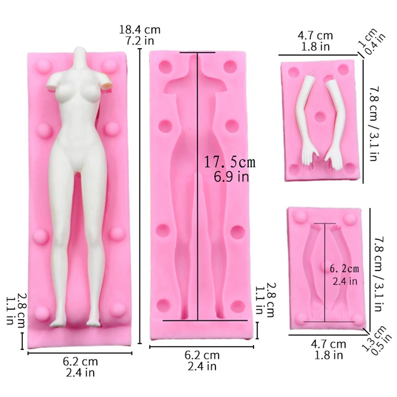 3D Woman Man Girl Nude Fondant Mold Kit People Body Cake Decorating Tools Sugarcraft Polymer Clay Kitchen Bakeware Accessories