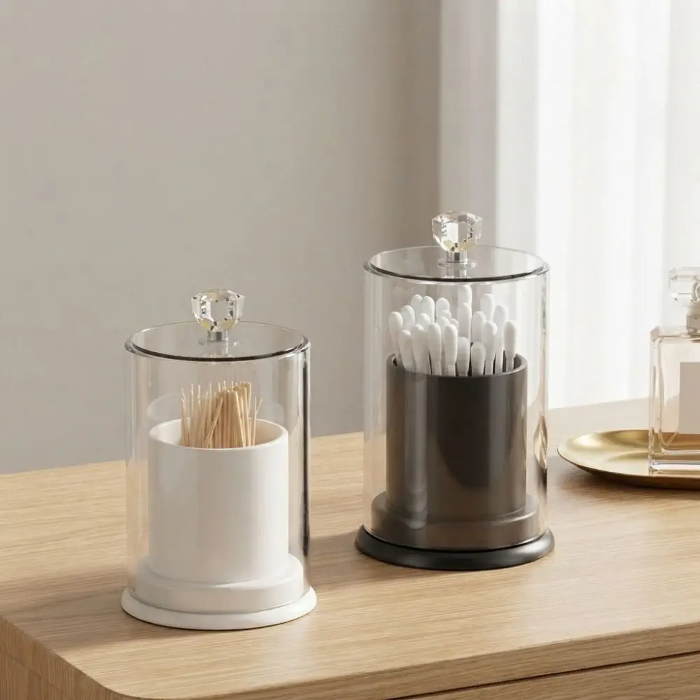Convenient Plastic Toothpick Dispenser Portable with Lid Cotton Swab Storage Box Dust-proof Toothpick Holder Desktop