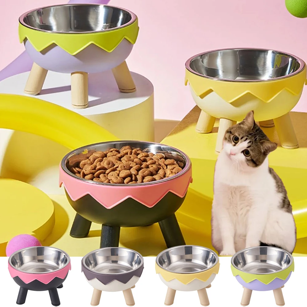 

1PC Egg Shell Colorful Dopamine Pet Bowl Fashion Feeding Large Capacity Stainless Steel Dog Bowl Drinking Water Neck Cat Bowl