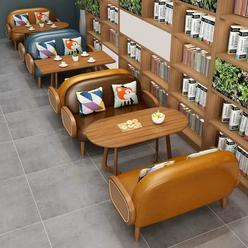 Commercial Restaurant Set Furniture Coffee Fast Food Shop Cafe Leather Sofa Booth Seating Restaurant Tables And Chairs Set