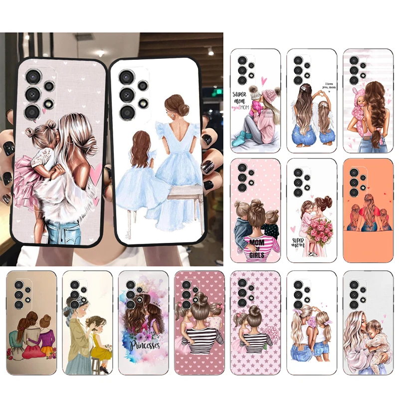 Super Mom Mother Daughter Phone Case For Samsung Galaxy A52S A04S A21S A33 A23 A13 A14 A32 A52 A53 A54 A51 A71 M51