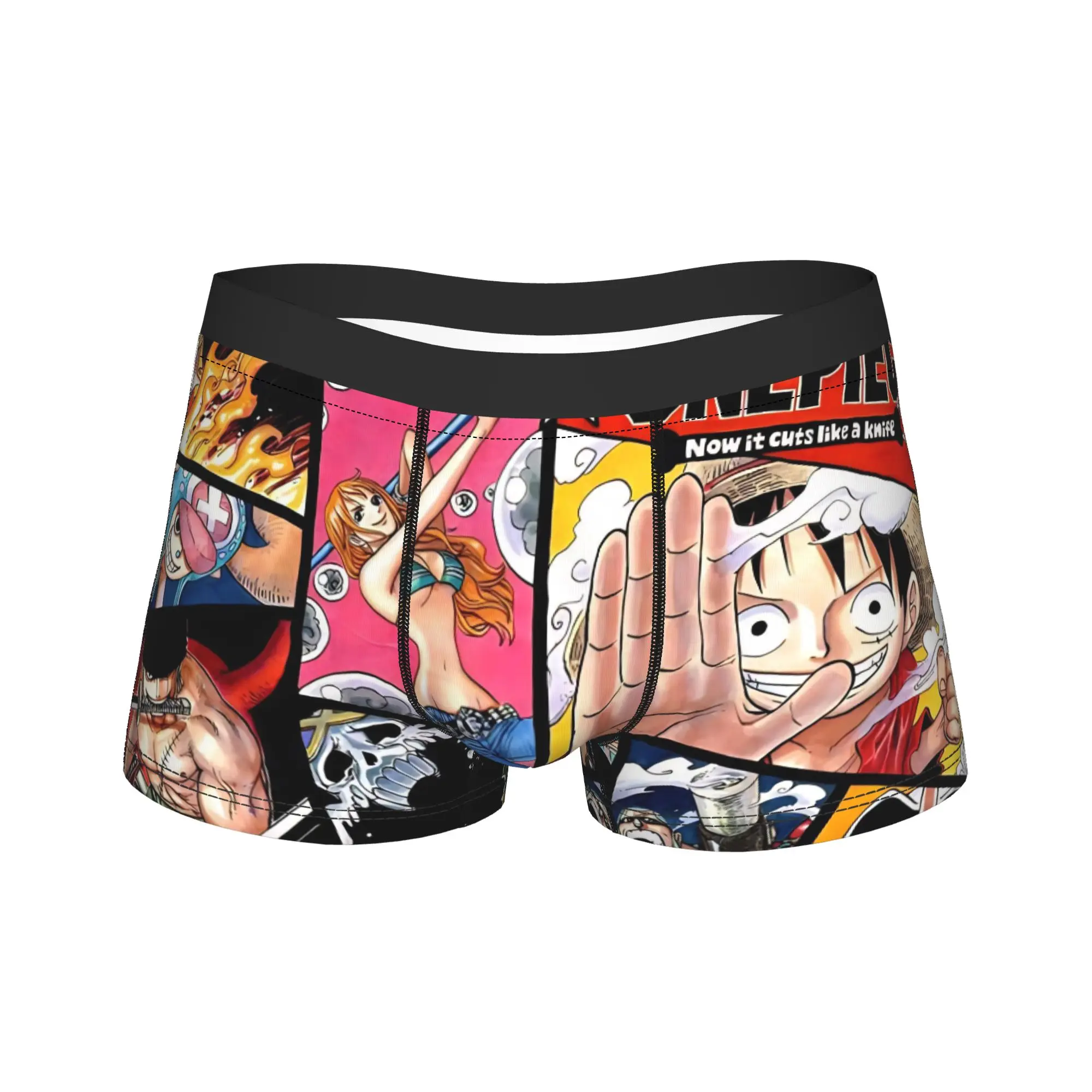

Man One Piece Underwear Monkey D.Luffy Funny Boxer Briefs Shorts Panties Homme Soft Underpants Plus Size