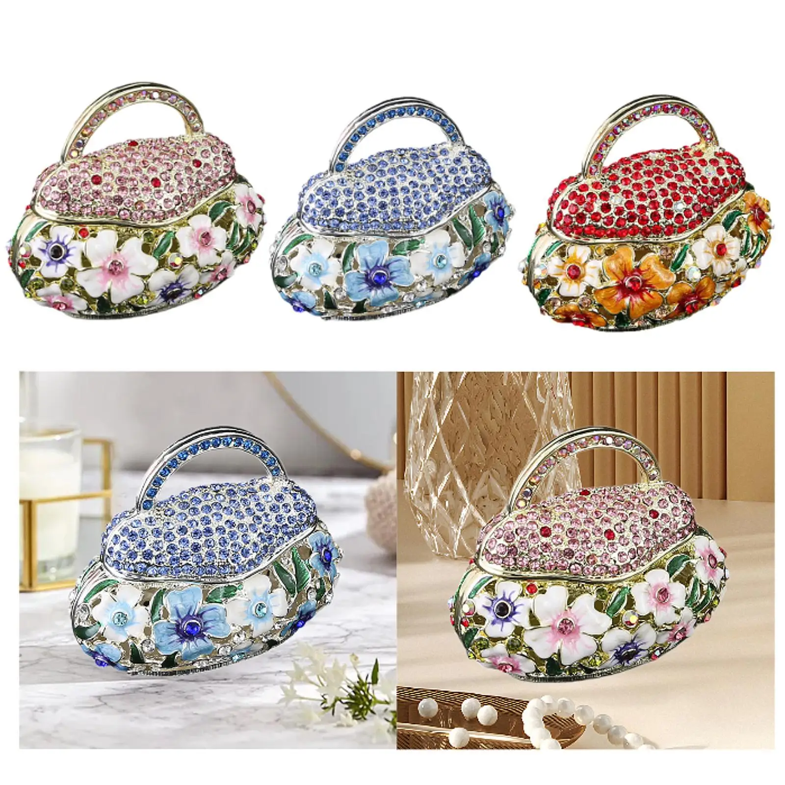 حامل خواتم زينة على شكل صندوق حلية من المينا لمستلزمات الحفلات وحفلات الزفاف على الطاولة