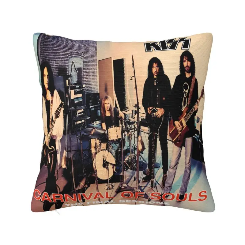 Custom Nordic Style Kiss Rock Roll Cushion Cover 40x40cm Soft Gorgeous Metal Heavy Band Pillow Case for Sofa Square Pillowcase