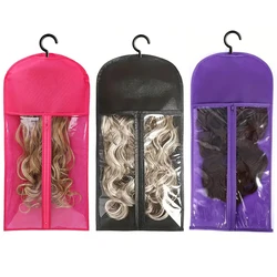 2-Pack Wig Storage Bags with Transparent Window and 2 Hooks - Durable Zippered Hair Extension Holders
