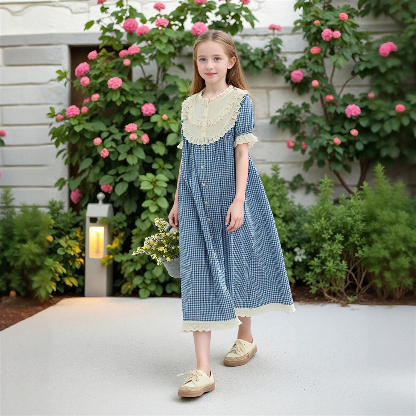 

Girls Floral Dress Summer 2026 Patchwork Teen Children Princess Dress Elegant French Style Casual Kids Clothes 12 13 14 Years