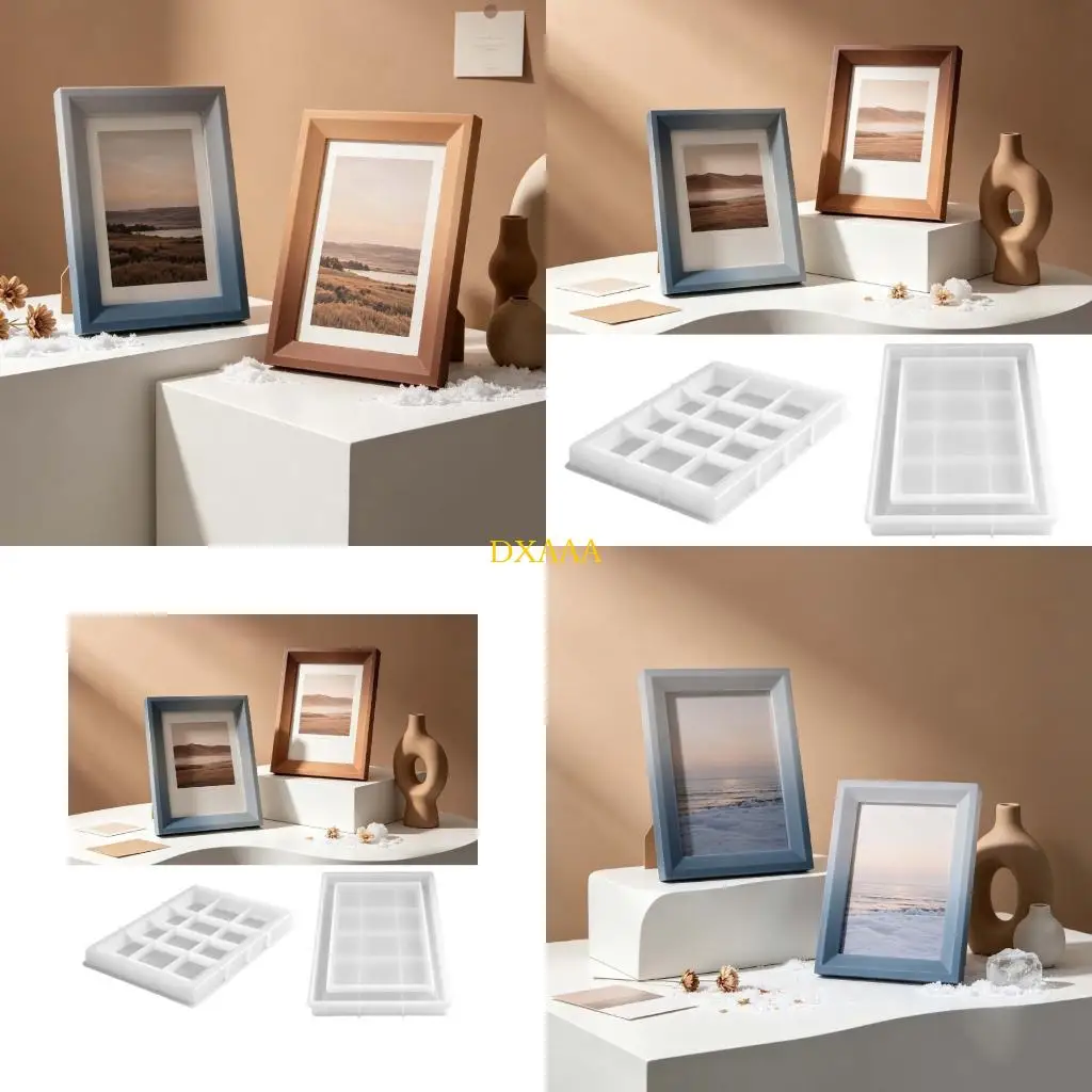 DXAA Large Rectangle Silicone Mold Perfect For Handmade Photo Frames Resin Art Concrete Decoration And Making