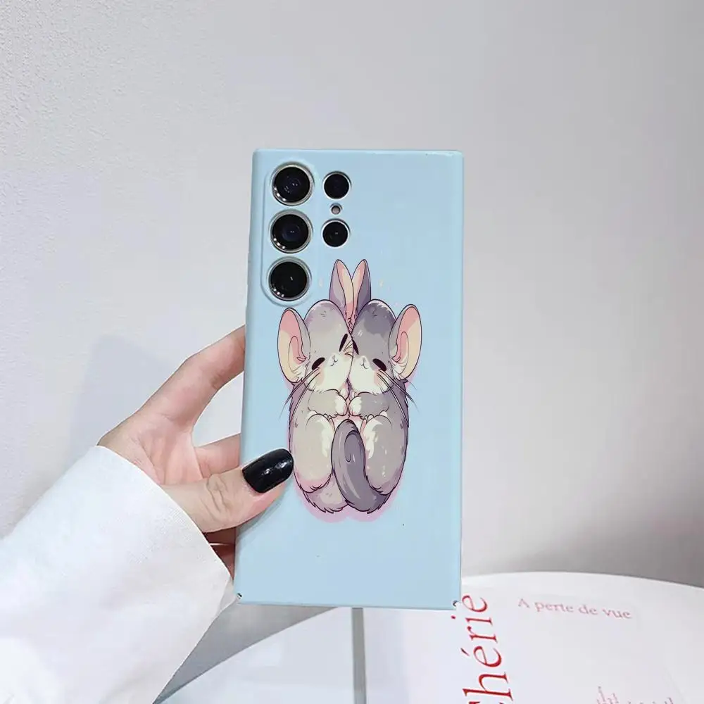 漫画チンチラ電話ケースサムスン S25 24 23 ウルトラプラス S22 光沢のある HD ハードカバーフィルムシェル