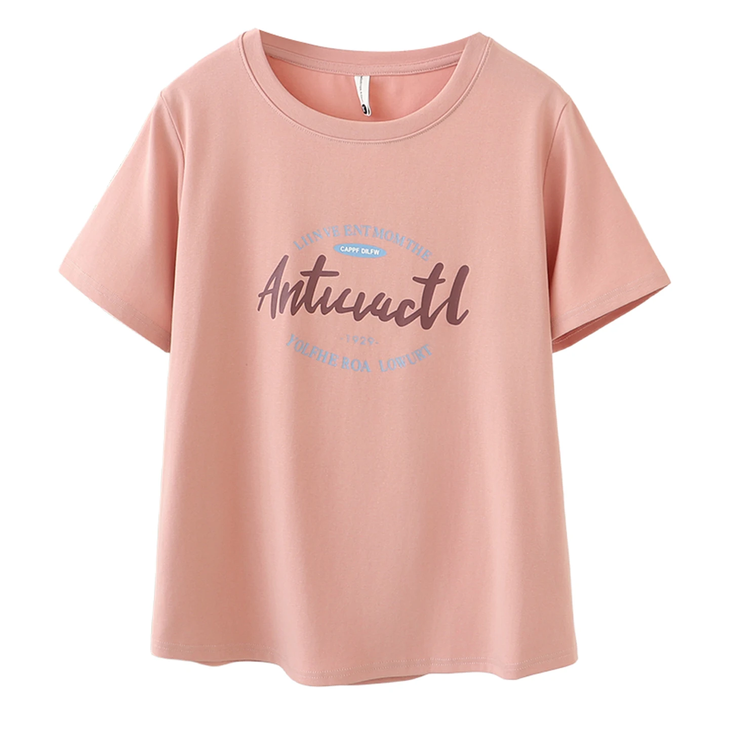 

2026 Summer Plus Size Cotton T-shirt For Women Fashion Print Crew Neck Slim Versatile Tops For Curvy Ladies 8259