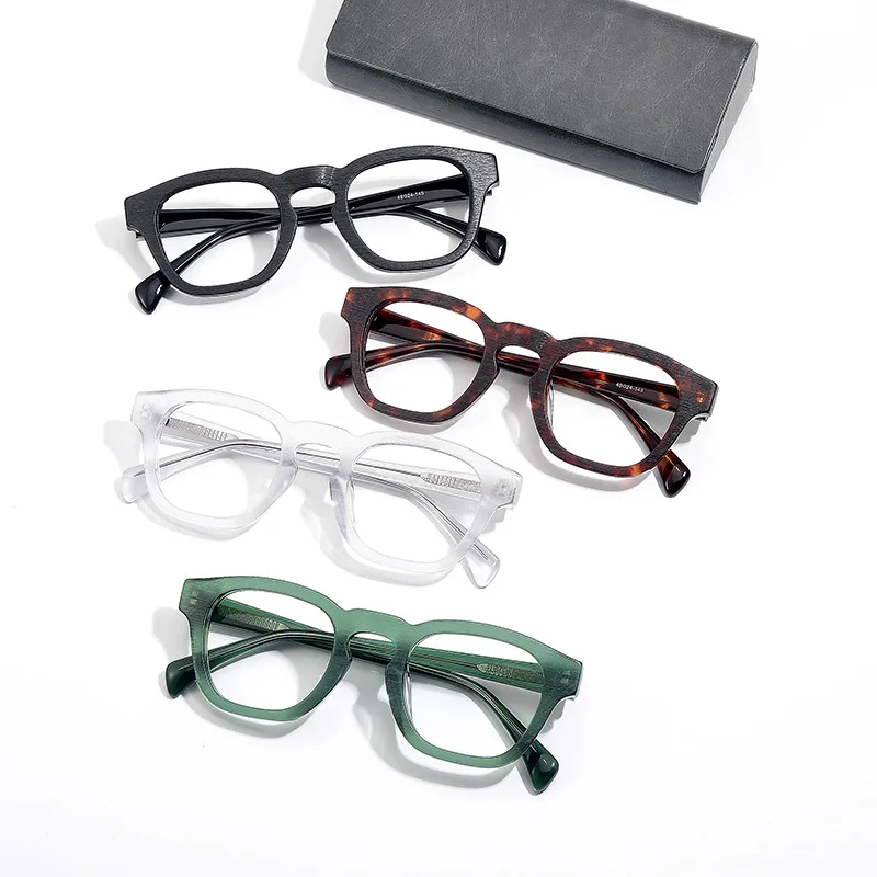 

Vintage Wood Grain Glasses Frame for Women Myopia Reading Acetate Handmade Eyewear Men Optical Prescription Office Eyeglasses