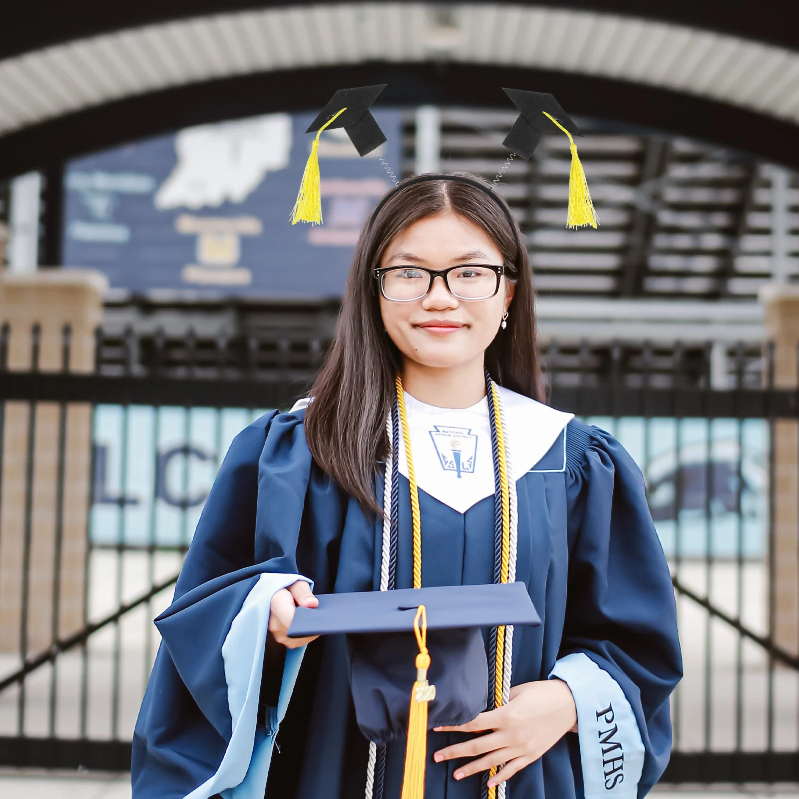 

2pcs Doctorial Hat Headband Graduation Theme Stylish Hair Band Headdress Party Costume Accessory Photography Prop Graduation