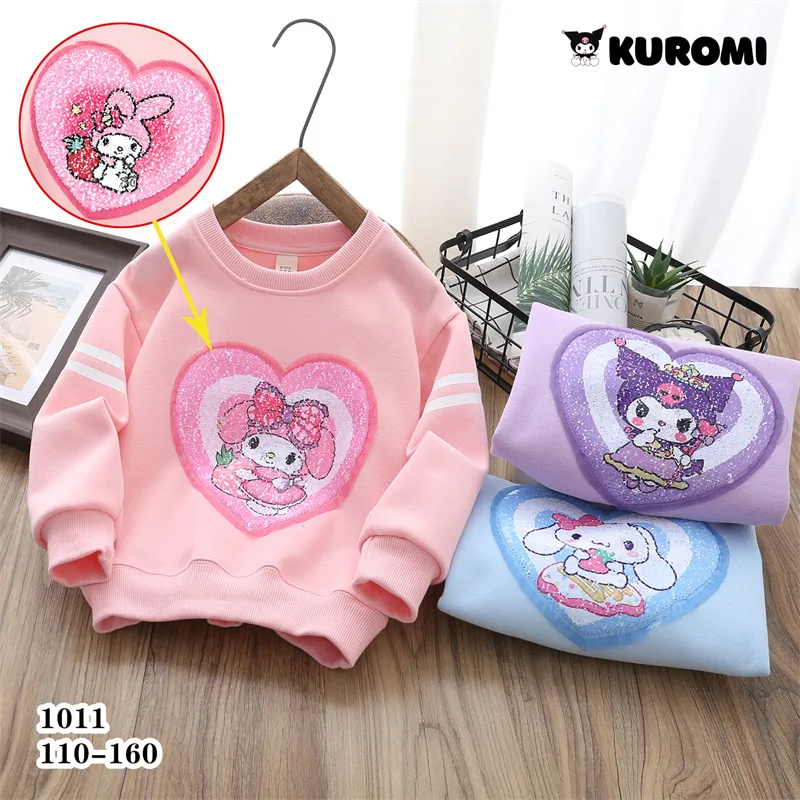 

2024 Sanrio My Melody Hoodie Kawaii Anime Cinnamoroll Kuromi Girls Top Sweet Cute Cartoon Children Clothes Casual Gift for Kids