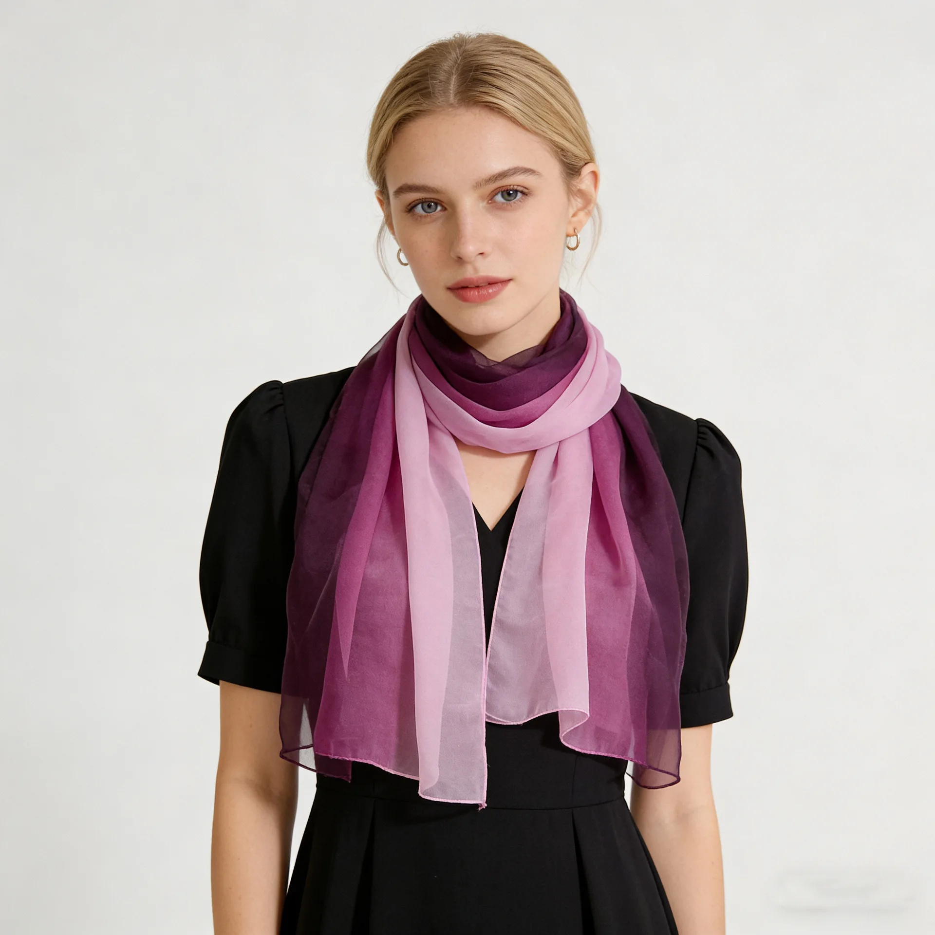 Mode Vier Jahreszeiten Frauen Einfarbig Dünne Weiche Strand Dünne Seidige Georgette Schal Schals Lange Wraps Strand Sonnencreme Hijab – Detail 8