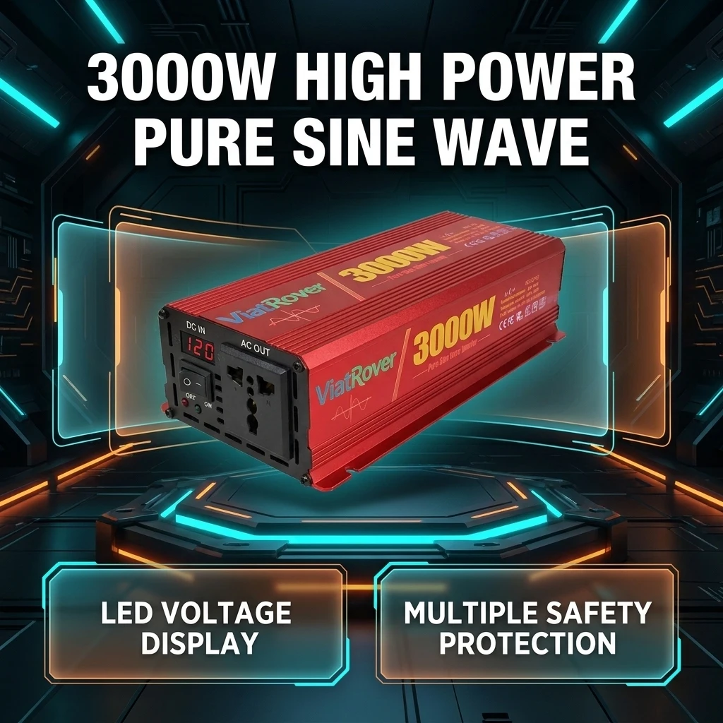 Versatile Pure Sine Wave Inverter 1200W/2000W/2600W for Laptops Phones Tablets - Home Car RV Compatible 110V-120V 220V-240V