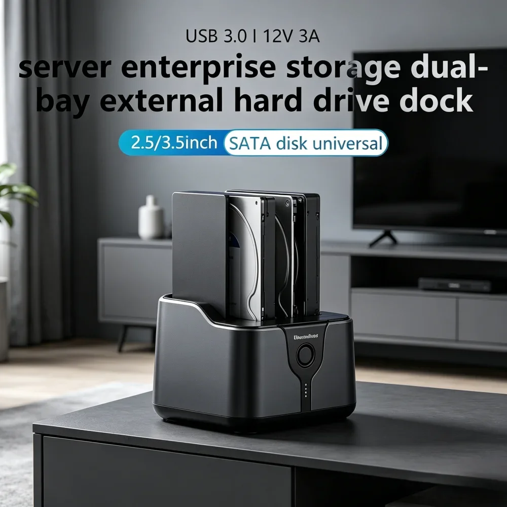 

2-Bay SATA HDD SSD Docking Station, USB 3.0 Adapter with Offline Clone, Support 2.5/3.5 Inch SATA Hard Drive