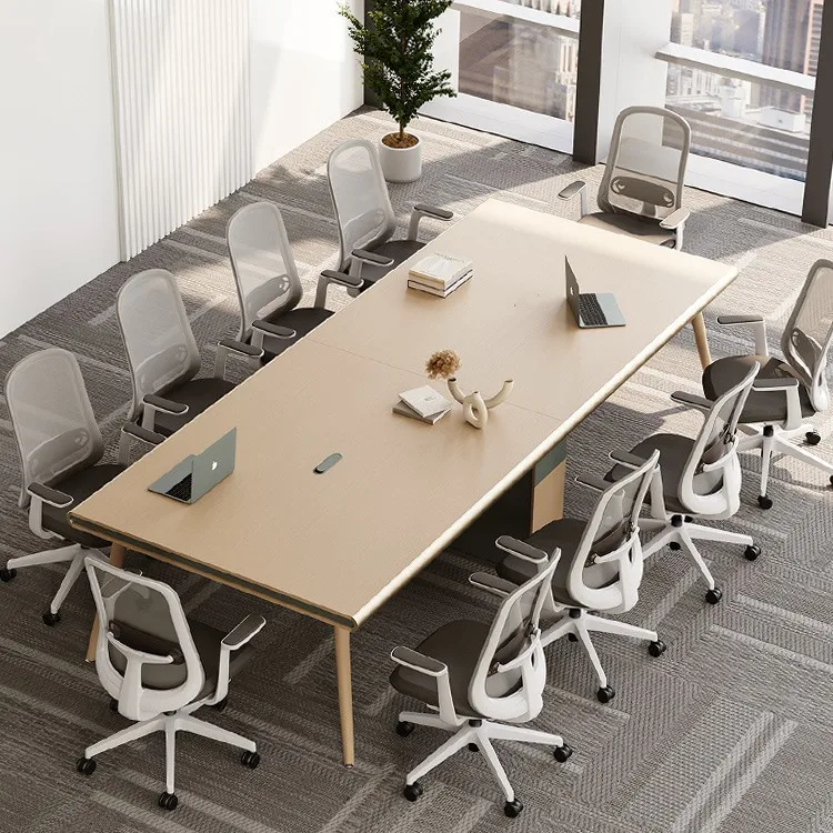 طاولة مؤتمرات بسيطة وحديثة لتفاوض كرسي غرفة الاجتماعات لثمانية أشخاص صغارًا