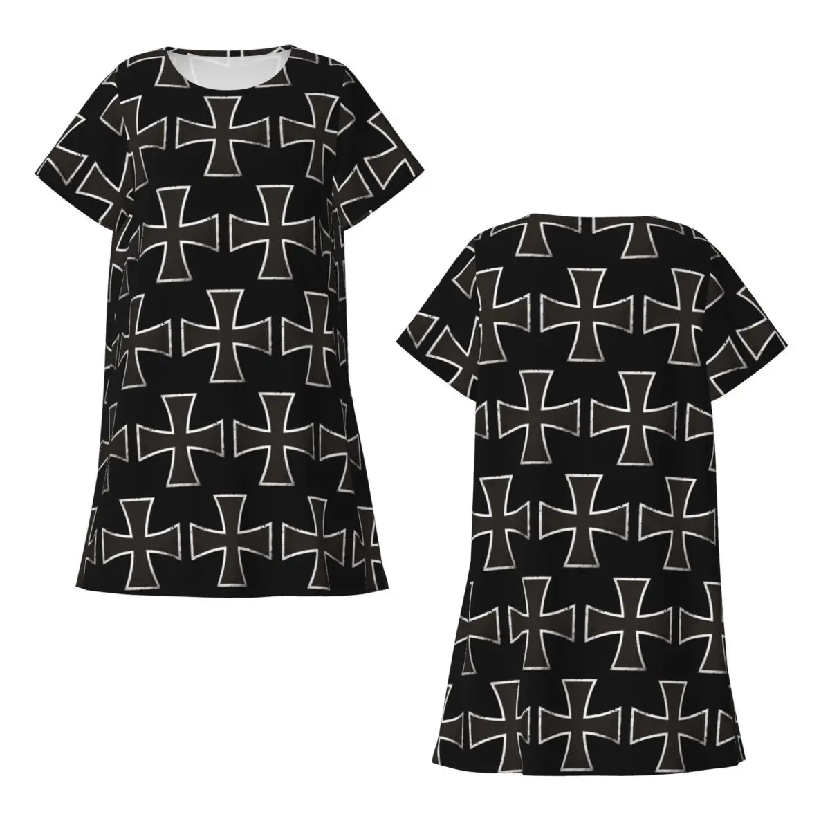 Custom German Iron Cross Short Sleeves Nightdress For Sleeping Sleepshirts Women Short Sleeve Nightgowns Soft Pajama Dress
