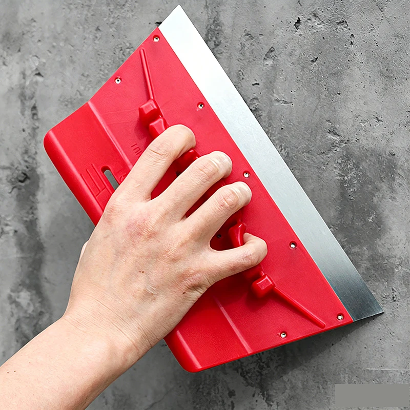 Wooden Handle Stainless Steel Flat Mouth Scraper Trapezoidal Oblique Mouth Scraper Small Scraper Putty Cement PaintScraping Glue