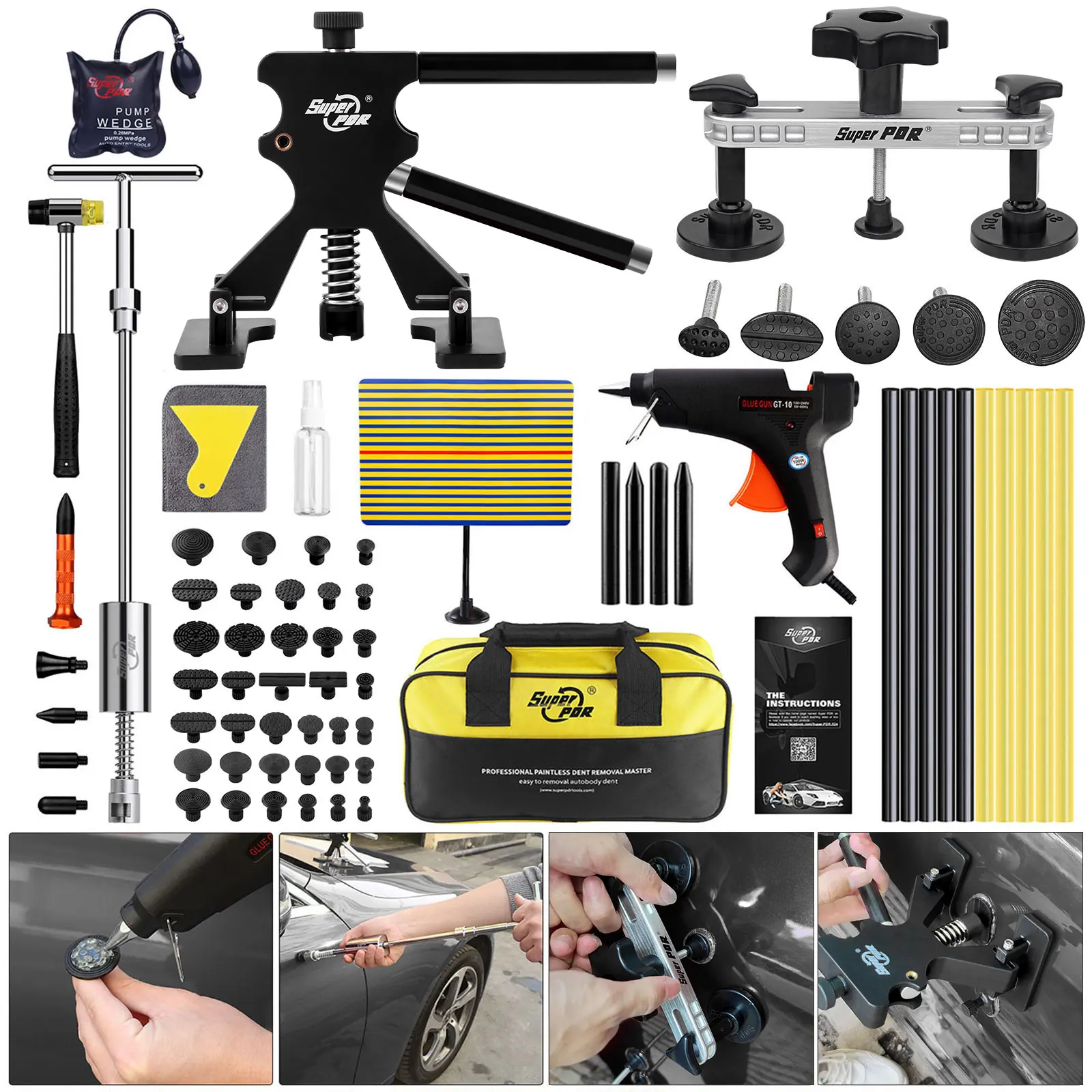 Super PDR narzędzia do naprawy wgnieceń samochodowych zestawy do usuwania wgnieceń bez lakieru naprawa wgnieceń Auto Body Dent Puller Kit do samochodu