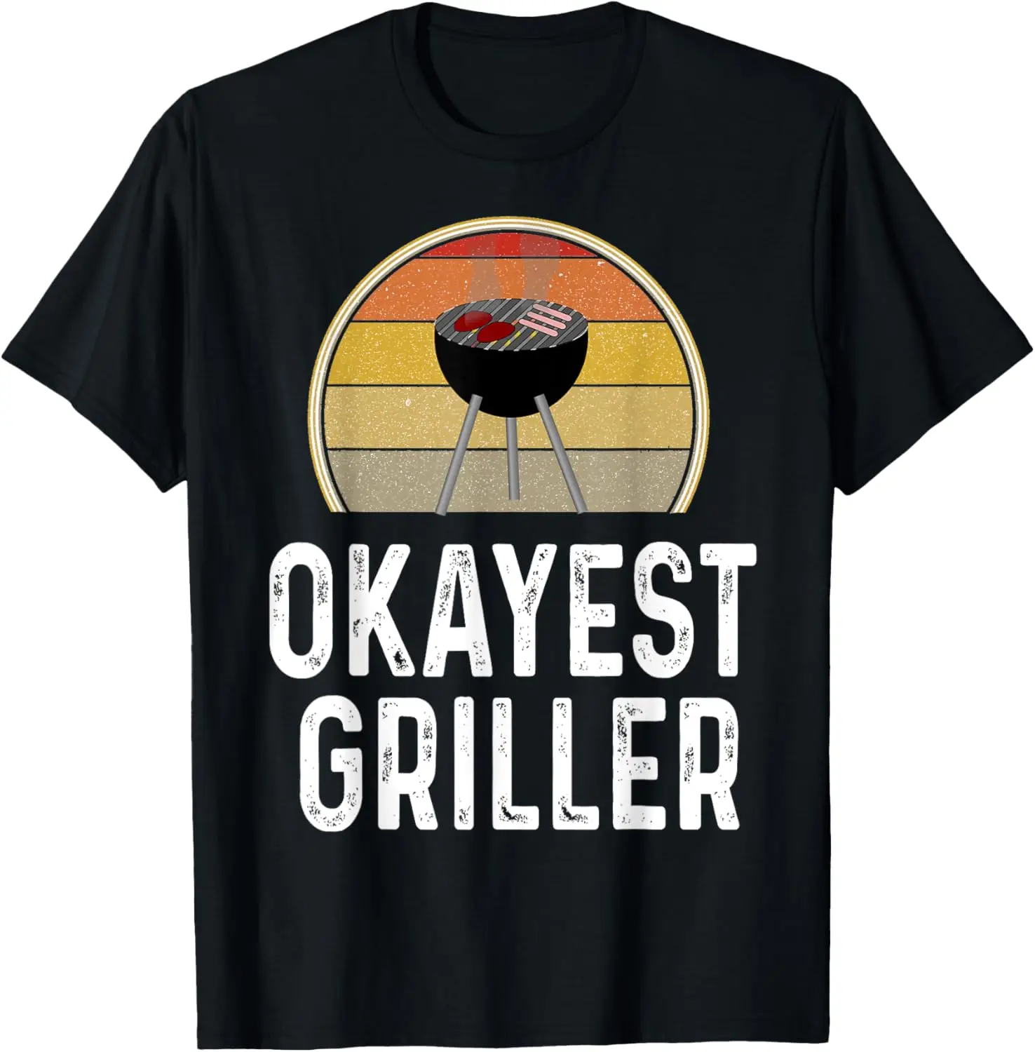 Funny Okayest Griller Retro Charcoal Grilling Outdoor Cook T-Shirt