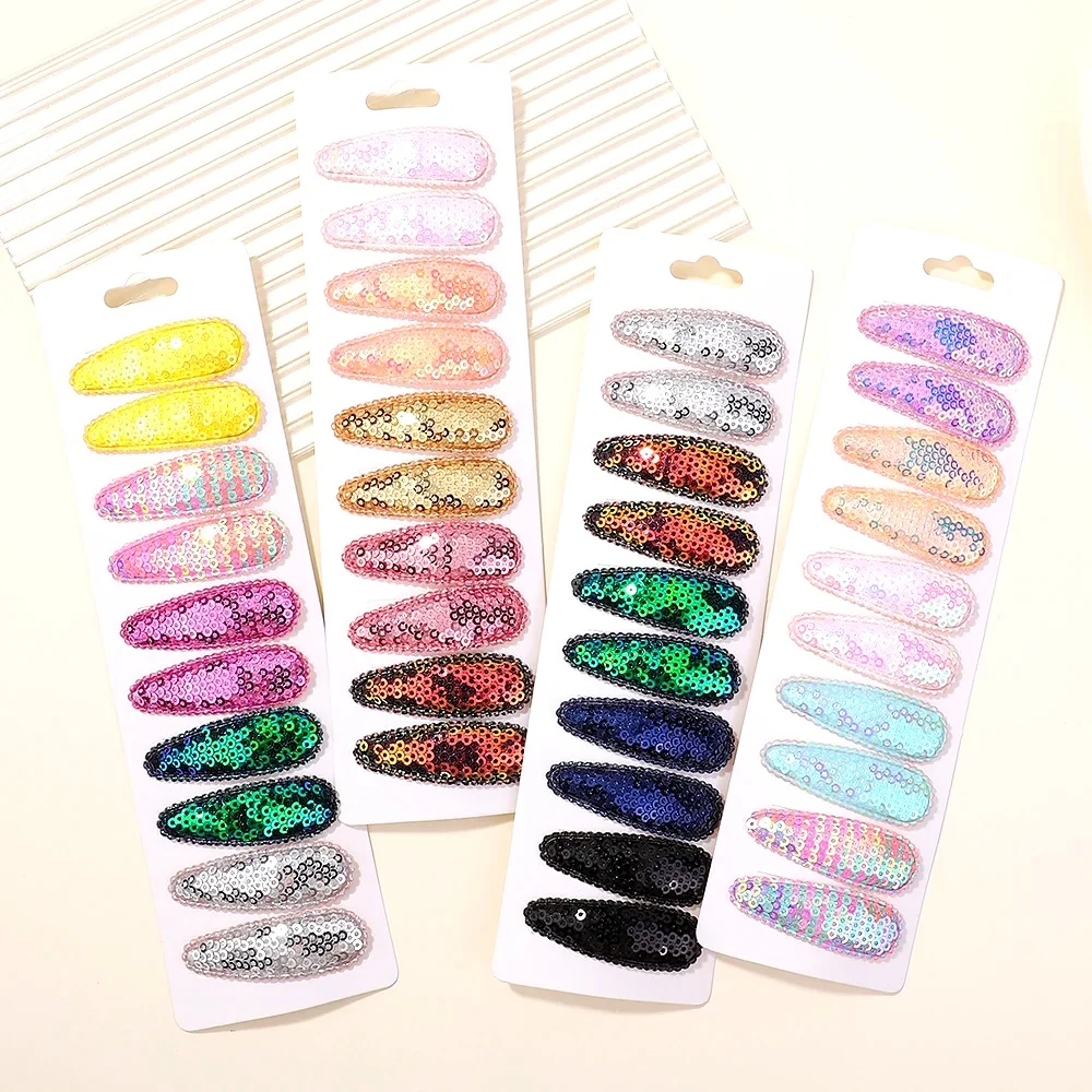 10 ピース/セットグラデーションスパンコールメタル BB クリップヘアクリップ子供用手作りソリッドカラーヘアピンバレッタガールヘアアクセサリーセット 1
