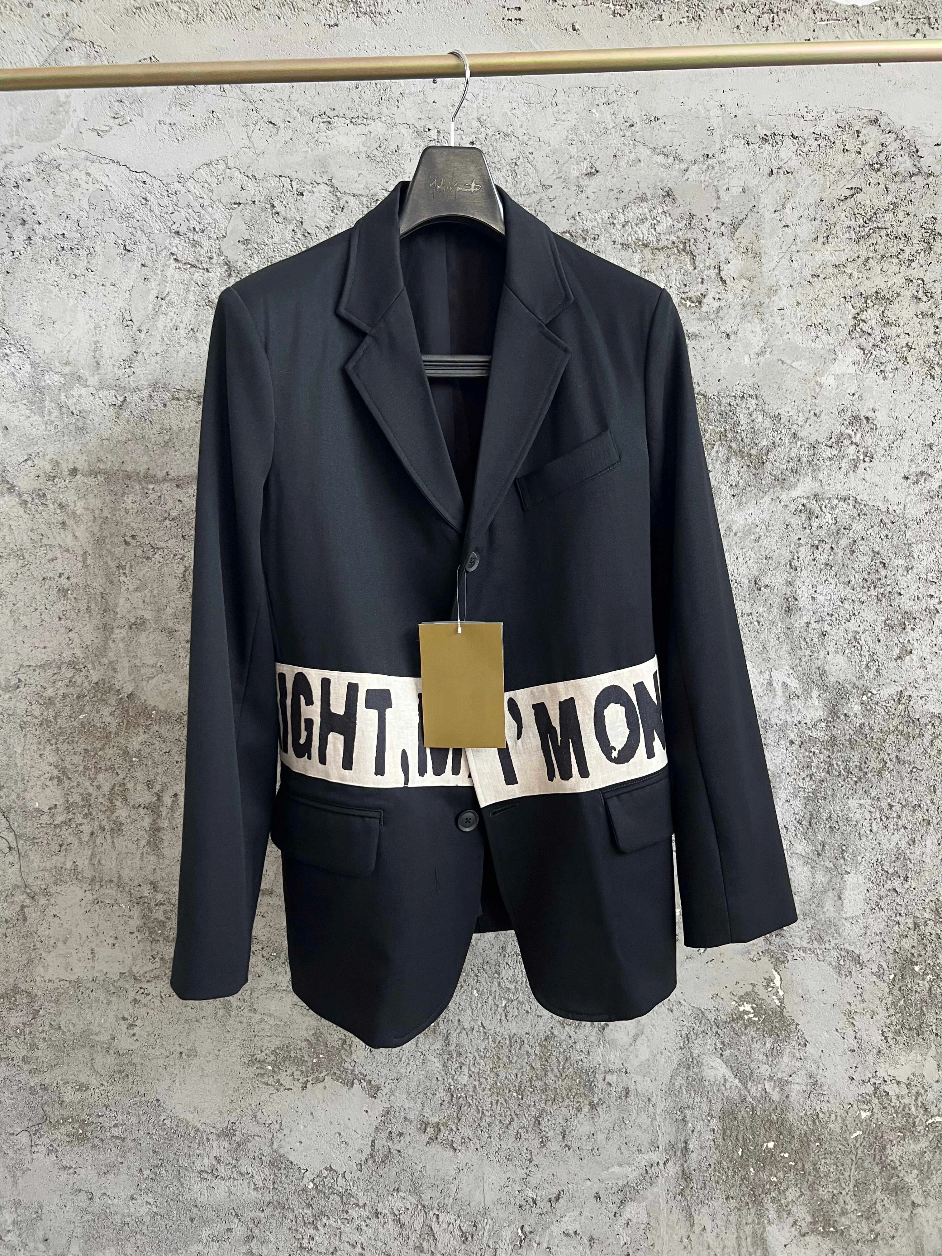 TOP-YAMAMOTO original design Dark style high-cut message jacket suit pure wool casual printed suit