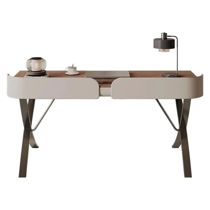 Italian minimalist home, walnut veneer modern light luxury computer desk c