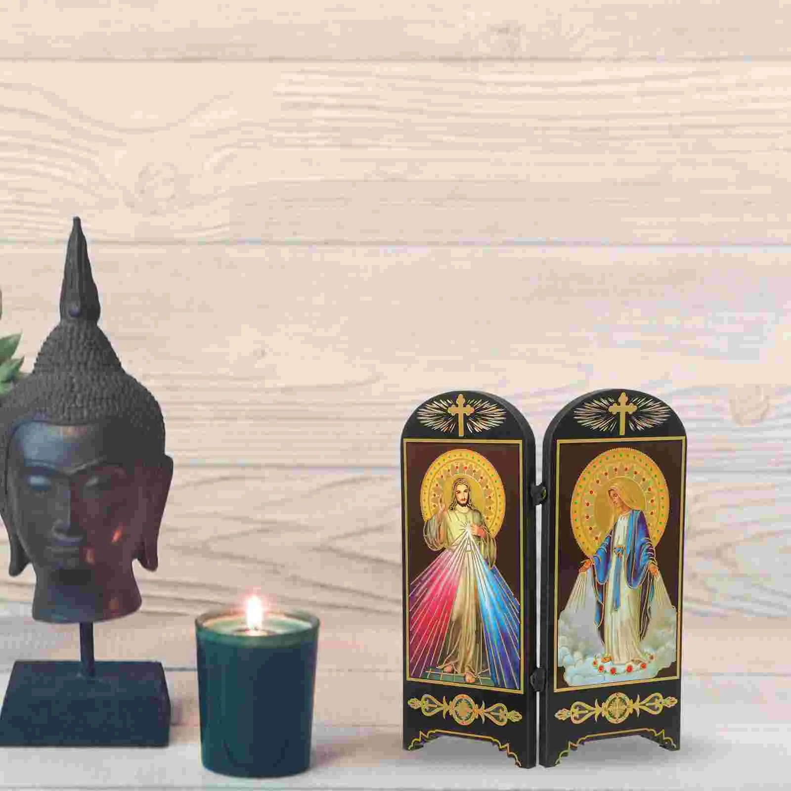 Decoración del hogar, adorno de catolicismo, placas de madera religiosas navideñas, decoración de la Virgen María, Biblia