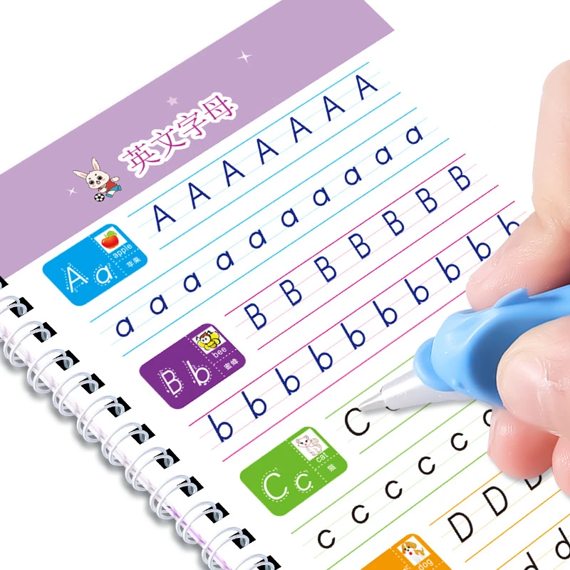 8 Books/set Magic Copybook (free 1 Pen +10 Refills + 1 Pen Holder) Children's Groove Practice Copybook Control Pen Training