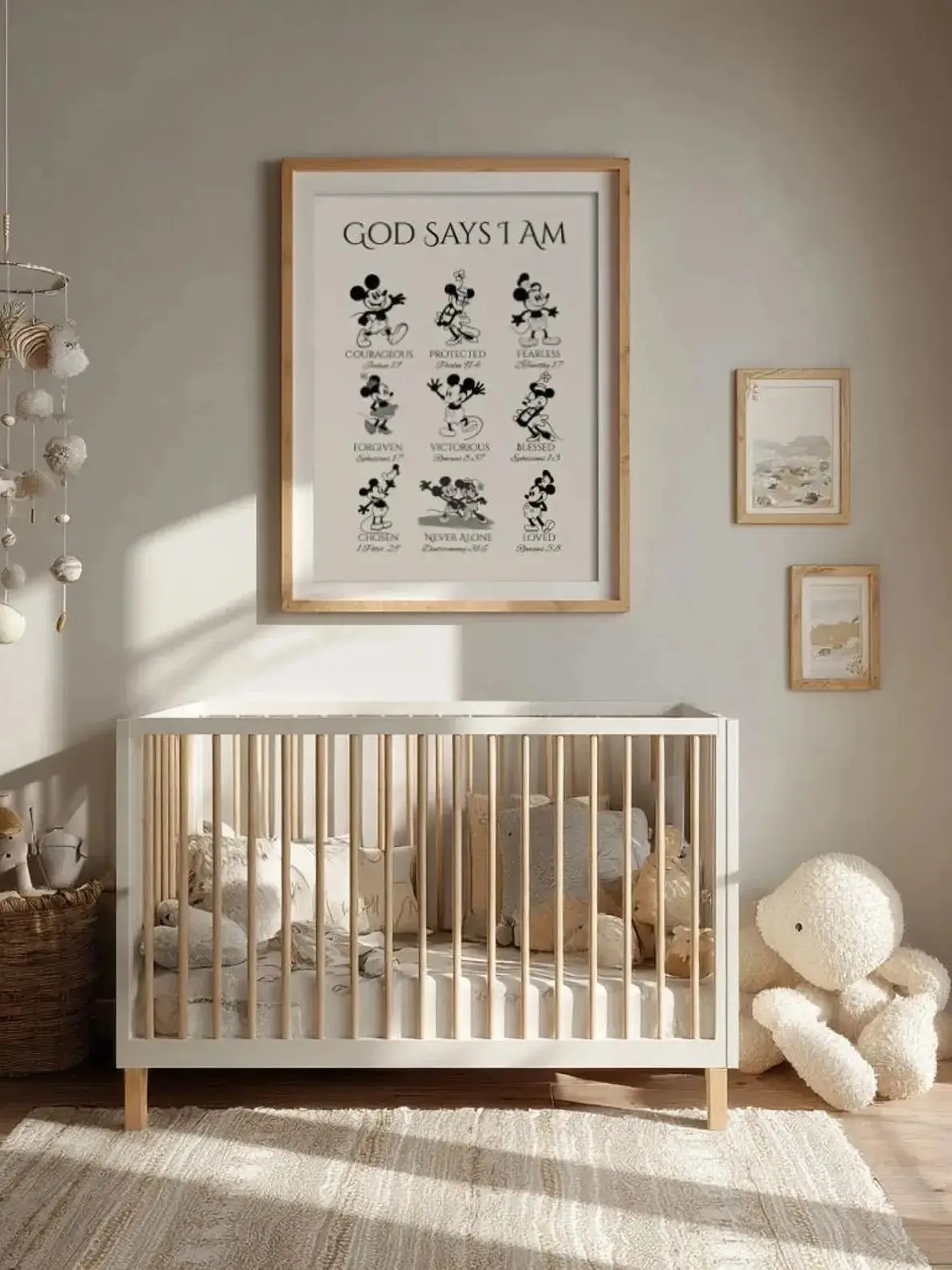 

Potdemiel Disney Classic Mickey Mouse Wall Decor, Baby Room Decoration Poster, Inspirational Scripture Print, Home Decor Gift