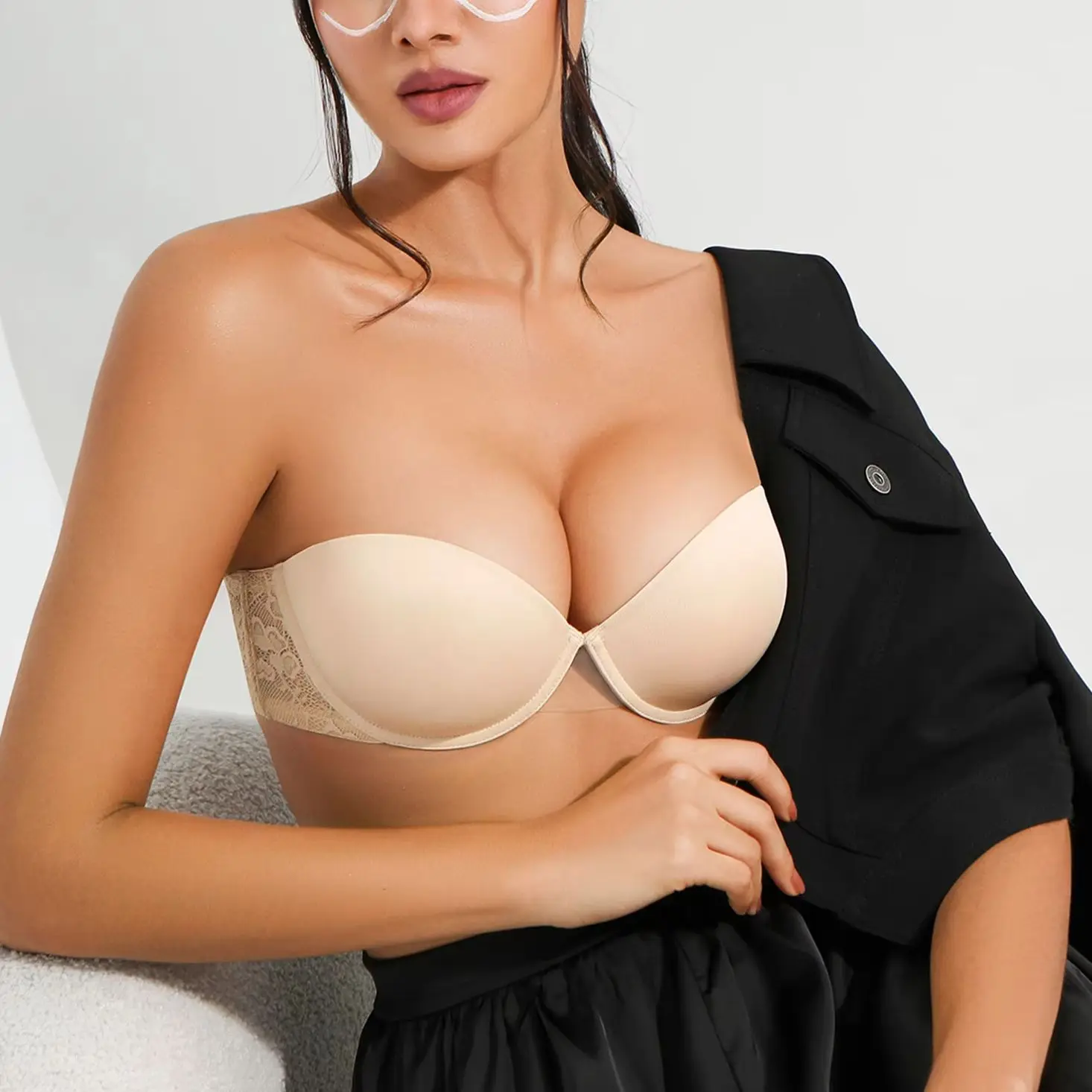 جديد إمرأة مثير حمالات الصدر الترا رفع مبطن البرازيلي متعدد الاتجاهات الرسن غير مرئية تعديل الأشرطة الدانتيل Bralette حمالات الصدر اليومية #1