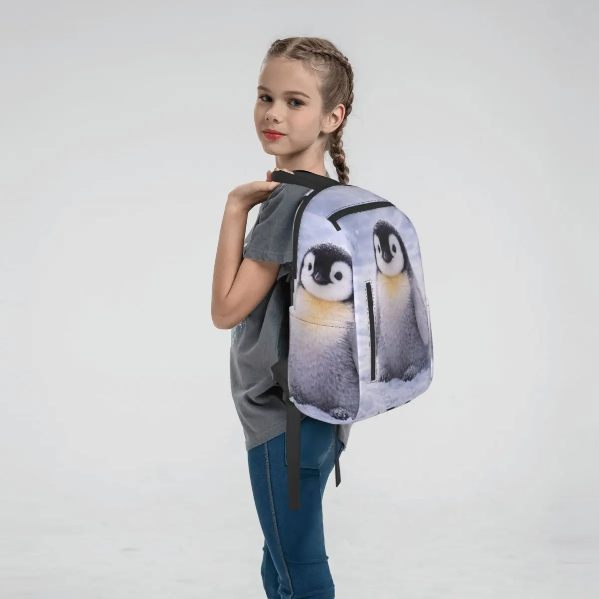 Penguins In The Snow Backpack Large Capacity Kids BookBag School Bag Shoulder Bags for Men Women