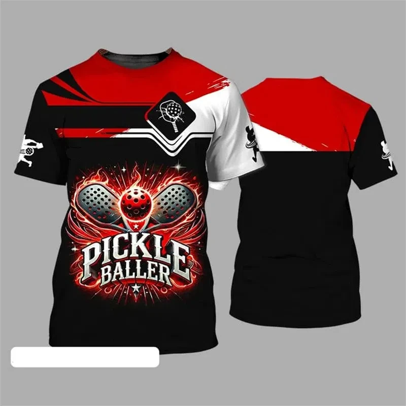 

Pickleball Team Sports T-shirt Men's and Women's Round Neck Short Sleeve Cool Fashion Pattern Design Trendy Outdoor