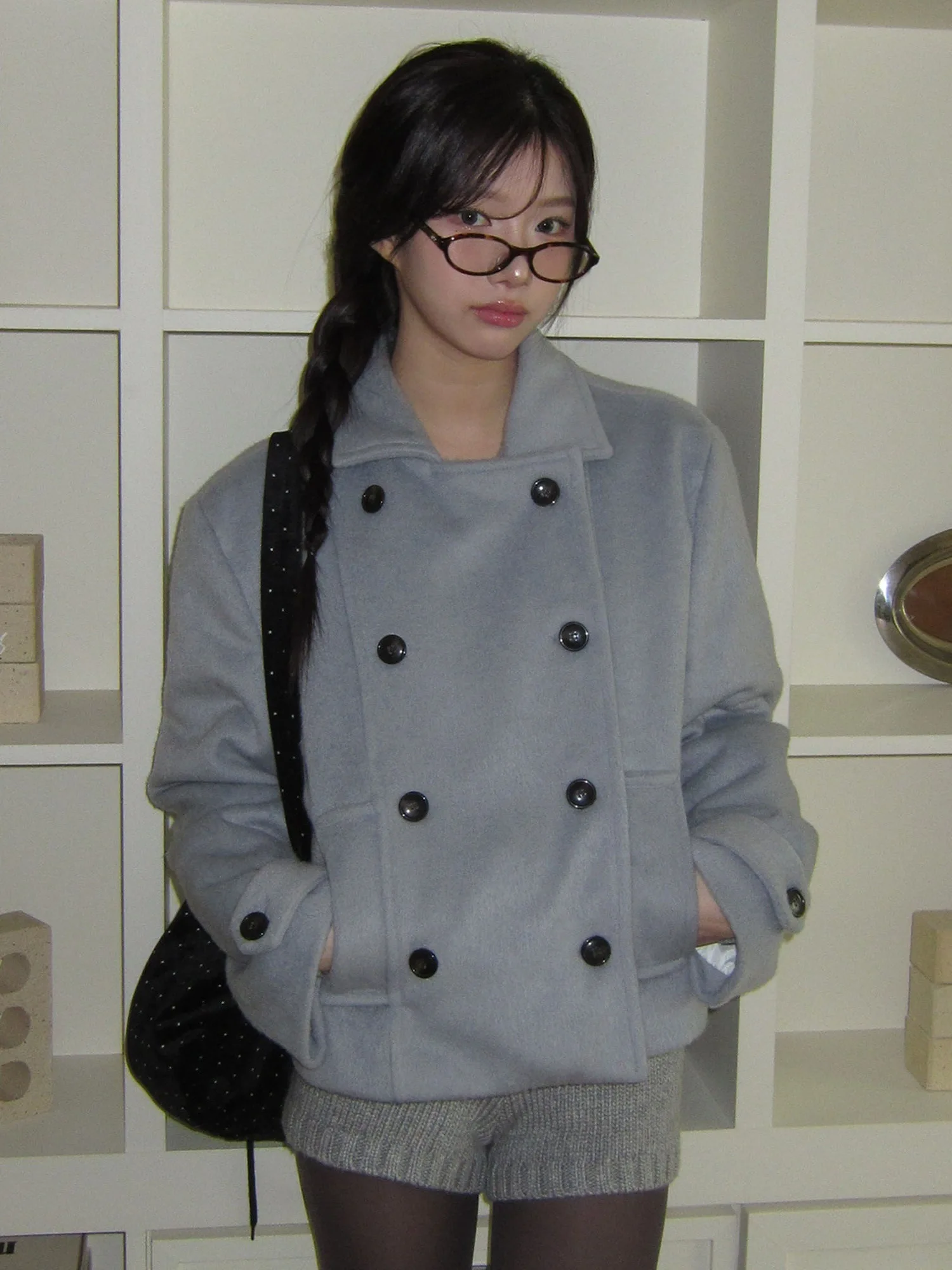 معطف صوفي نسائي بتصميم كوري عتيق مزدوج الصدر، أنيق ومتعدد الاستخدامات، إصدار جديد لفصلي الخريف والشتاء