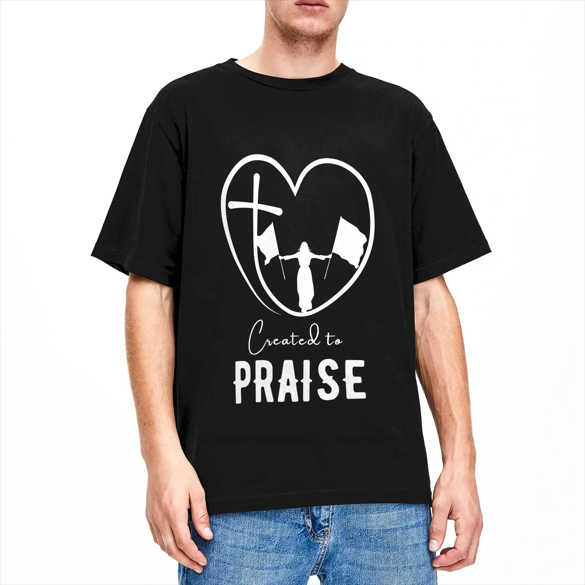 Men's Created to Praise Worship Flagging Christian Dance Ministry T-Shirts Cotton Clothes Summer Streetwear Short Sleeve T Shirt