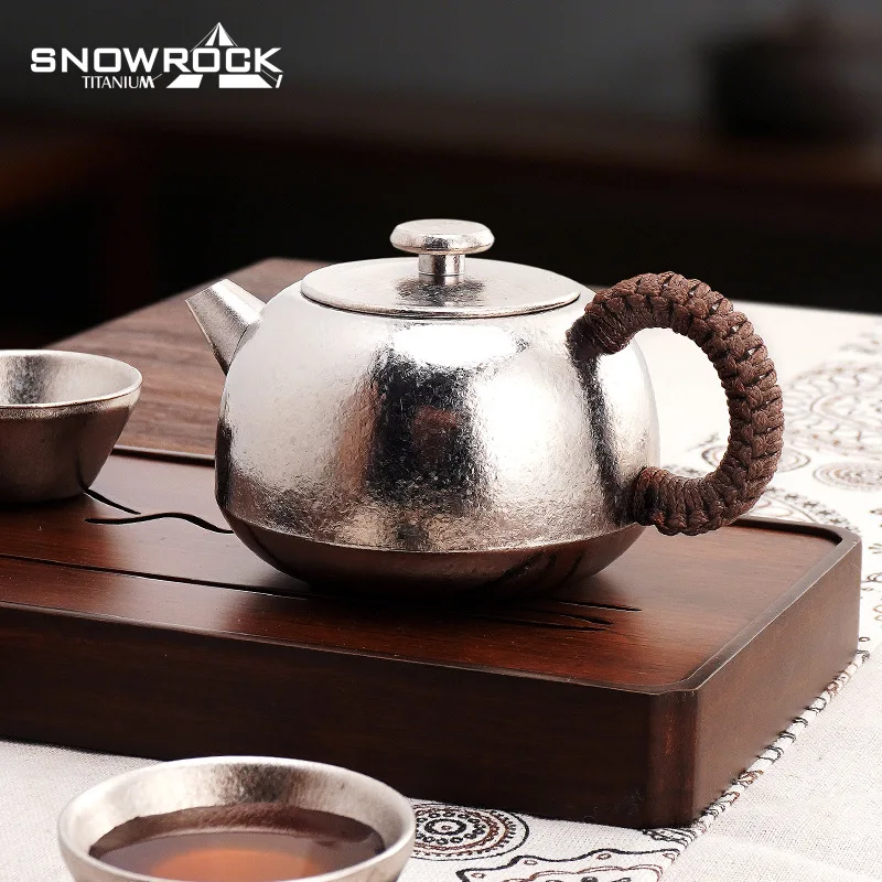360ml Pure Titanium XISHI Tea Pot with a heat-resistant handle For House,Travel,Camping,Gift,Antibacterial,Lightweight Tea Set