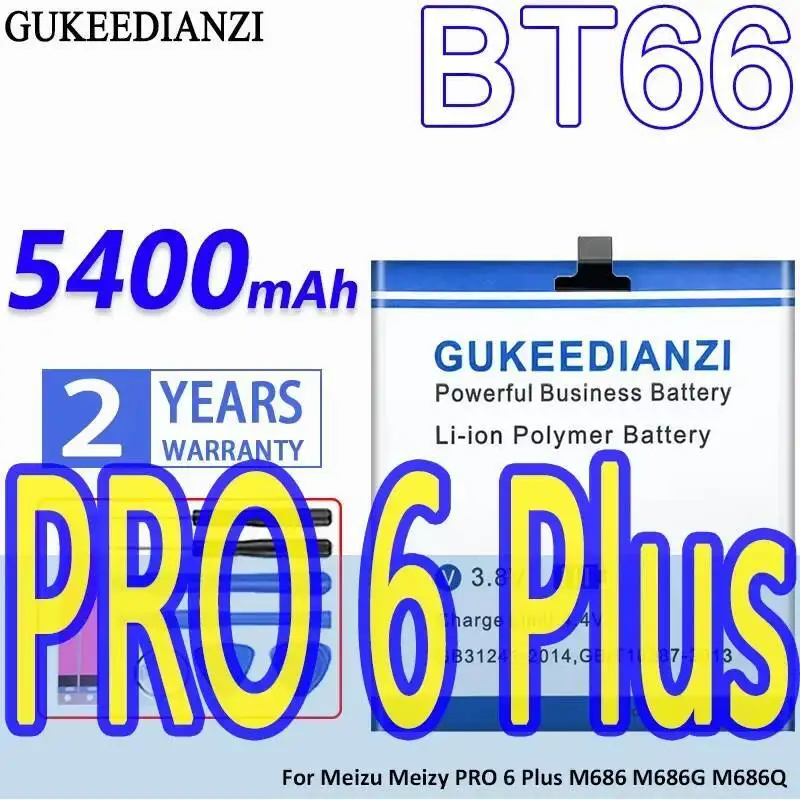

Долговечный аккумулятор для мобильного телефона Meizu Meizy Pro 6 Plus M686 M686G M686Q BT66 5400 мАч